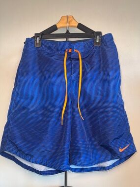 Nike Blue Athletic Swim Shorts with Orange Drawstring 2for$30